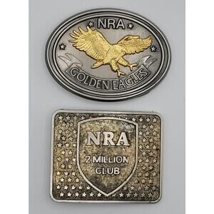 Lot of 3 NRA National Rifle 1980's Belt Buckles 2 Million Club Golden Eagle
